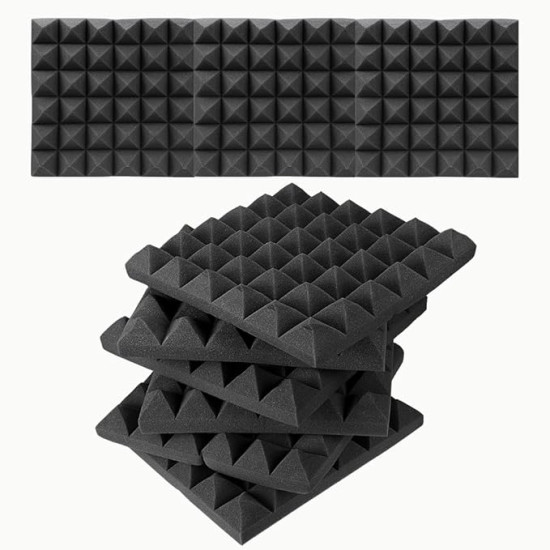 Pyramid Acoustic Panels With High Density Sound Proof Studio Noise, Absorption And Cancellation 3D Structure Panels With 50 Density (Charcoal Black Pack of 6) Pyramid Acoustic Panels With High Density Sound Proof Studio Noise, Absorption And Cancellation 3D Structure Panels With 50 Density (Charcoal Black Pack of 6)