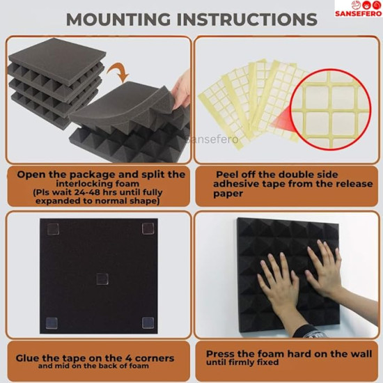 Pyramid Acoustic Panels With High Density Sound Proof Studio Noise, Absorption And Cancellation 3D Structure Panels With 50 Density (Charcoal Black Pack of 6) Pyramid Acoustic Panels With High Density Sound Proof Studio Noise, Absorption And Cancellation 3D Structure Panels With 50 Density (Charcoal Black Pack of 6)