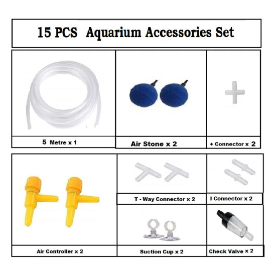 PREMIER PLANTS 5 Meter PVC Hose Oxygen Pipe 2 Aquarium Controller 2 T-Way Air Connectors 2 I-Way Connectors 2 Aquarium Air Stones 2 Suction Cups 2 Check Valves 2 Nos of 4 Way Air Connector (15 pcs) PREMIER PLANTS 5 Meter PVC Hose Oxygen Pipe 2 Aquarium Controller 2 T-Way Air Connectors 2 I-Way Connectors 2 Aquarium Air Stones 2 Suction Cups 2 Check Valves 2 Nos of 4 Way Air Connector (15 pcs)