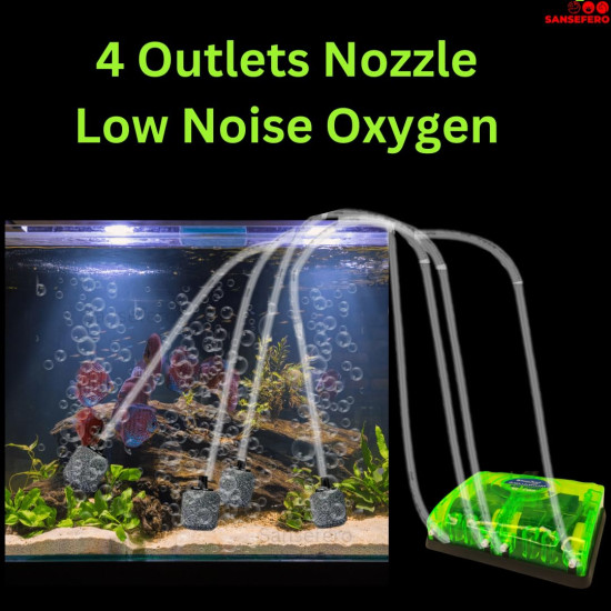 Premier Plants Aquarium Air Pump 4 Way Aquarium Oxygen Air Pump with 6 Meter Air Tube and 4 Air Stone for Fish Tank Aeration Aquarium Motor (BL-710A) 8W Premier Plants Aquarium Air Pump 4 Way Aquarium Oxygen Air Pump with 6 Meter Air Tube and 4 Air Stone for Fish Tank Aeration Aquarium Motor (BL-710A) 8W