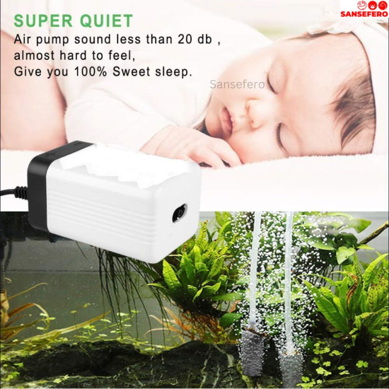  Premier Plants One Way Air Pump Super Silent with Adjustable Air Flow for Aquarium Fish Tank with 2 Meter Air Tube and 1 Air Stone (CT-101) 1 Way