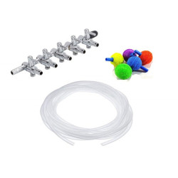 Stainless Steel Aquarium Tank Air Flow Controller 5 Way Distributor Splitter Control Lever with 5 Meter Air Tube, 5 Air Stones