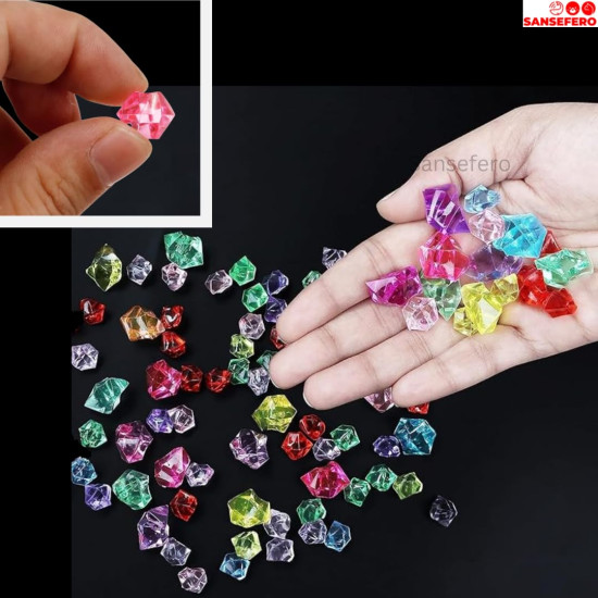 Multicolored Acrylic Diamonds Faux Crystals for Home Decor Vase Fillers Aquarium Acrylic Ice Rock Cubes Gems for Decoration Stones, Shiny Pebbles (Multicolored 200 Grams) Multicolored Acrylic Diamonds Faux Crystals for Home Decor Vase Fillers Aquarium Acrylic Ice Rock Cubes Gems for Decoration Stones, Shiny Pebbles (Multicolored 200 Grams)