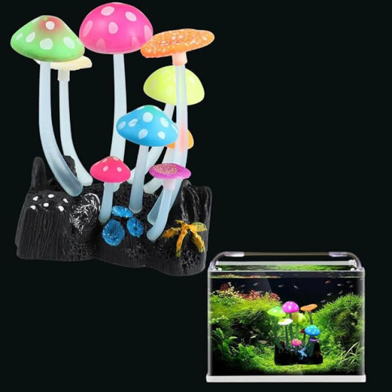 Glowing Effect Artificial Mushroom Plants for Plant Fish Tank Aquarium Decor Ornament for Aquarium Landscape(Mushroom Plant) Glowing Effect Artificial Mushroom Plants for Plant Fish Tank Aquarium Decor Ornament for Aquarium Landscape(Mushroom Plant)