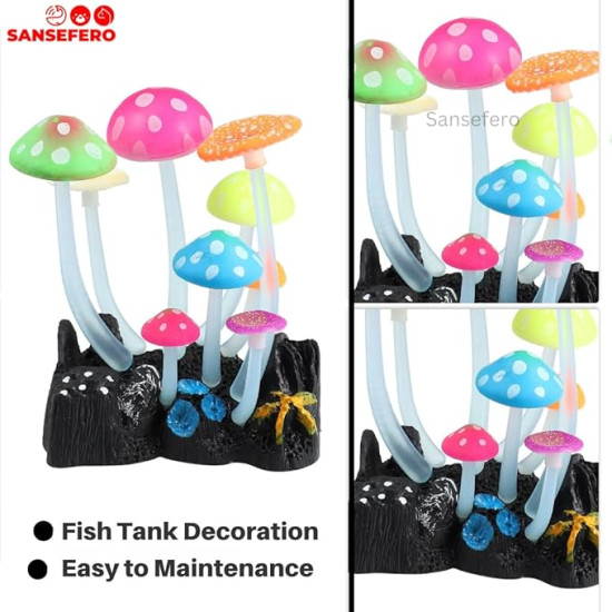Glowing Effect Artificial Mushroom Plants for Plant Fish Tank Aquarium Decor Ornament for Aquarium Landscape(Mushroom Plant) Glowing Effect Artificial Mushroom Plants for Plant Fish Tank Aquarium Decor Ornament for Aquarium Landscape(Mushroom Plant)