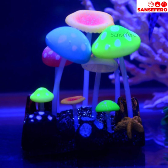 Glowing Effect Artificial Mushroom Plants for Plant Fish Tank Aquarium Decor Ornament for Aquarium Landscape(Mushroom Plant) Glowing Effect Artificial Mushroom Plants for Plant Fish Tank Aquarium Decor Ornament for Aquarium Landscape(Mushroom Plant)