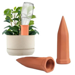 Terracotta Self Watering Spike for Indoor, Outdoor Dripper Irrigation Automatic Watering for Plants and Used for Aquarium Breeding (Watering Spike Pack of 2)
