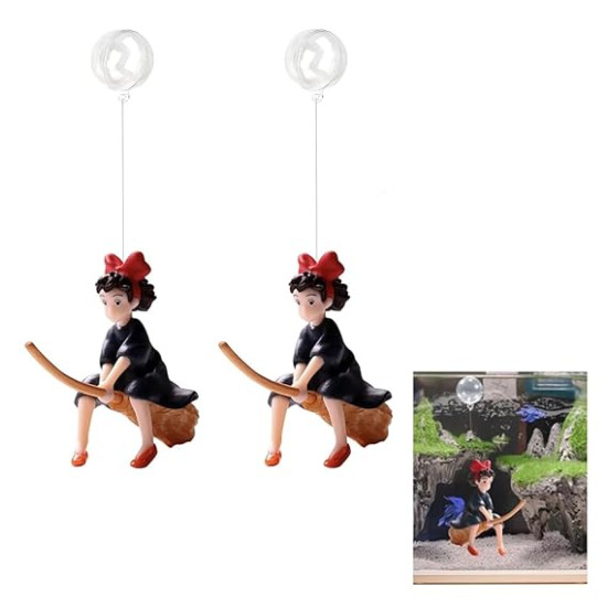 Floating Mini Cute Moon and Dog for Aquarium Fish Tank Decorative Simulation Ornaments Pack of 2 (Riding Girl) Floating Mini Cute Moon and Dog for Aquarium Fish Tank Decorative Simulation Ornaments Pack of 2 (Riding Girl)