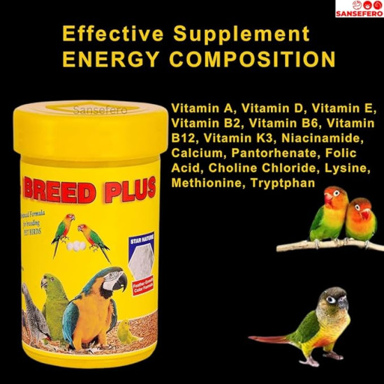 Breed Plus Advanced Formula for Birds Breeding with Vitamins/Better Fertility/Egg Production for Better Growth (50 Grams) Breed Plus Advanced Formula for Birds Breeding with Vitamins/Better Fertility/Egg Production for Better Growth (50 Grams)