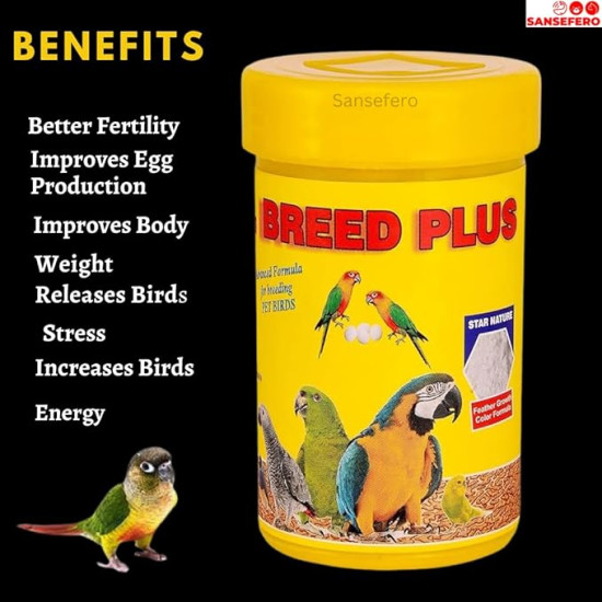 Breed Plus Advanced Formula for Birds Breeding with Vitamins/Better Fertility/Egg Production for Better Growth (50 Grams) Breed Plus Advanced Formula for Birds Breeding with Vitamins/Better Fertility/Egg Production for Better Growth (50 Grams)