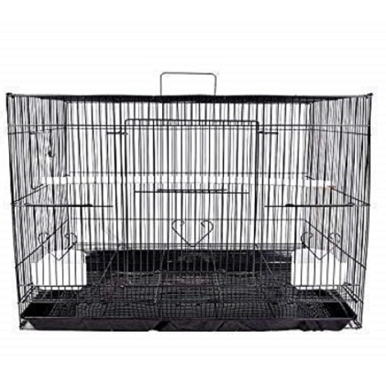 15 inch Bird Cage for Love Birds, Parrot, Budgies, Finch, Cockatiel with 1 Natural Perch, 2 Feeding Bowls, Anti Escape Lock (Random Color) (15 inch)