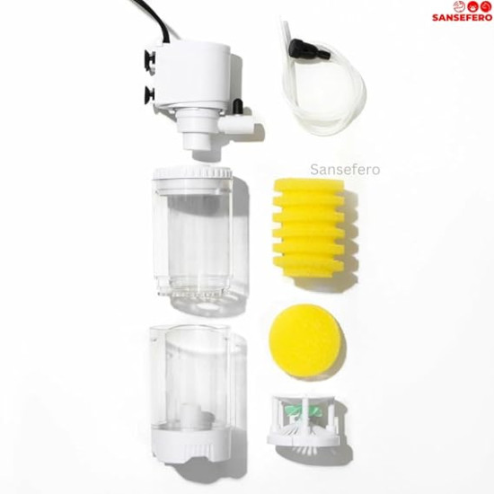 Aquarium Internal Liquid Filter Double Sponge for Fish Tank Filtration Both Fresh and Sea Water appliances (JY-1900F) Random Color (Black or White) Aquarium Internal Liquid Filter Double Sponge for Fish Tank Filtration Both Fresh and Sea Water appliances (JY-1900F) Random Color (Black or White)