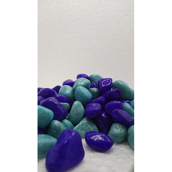 Double Color Stone Pebbles Marble for Aquarium Decoration/Table Decoration/Garden Decors Blue and Cayn (2Kg) Double Color Stone Pebbles Marble for Aquarium Decoration/Table Decoration/Garden Decors Blue and Cayn (2Kg)