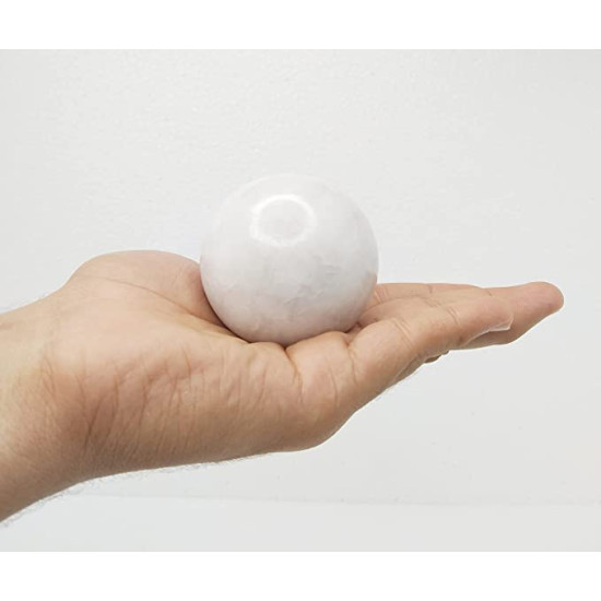 Natural White Tourmaline Stone 50 mm Ball Sphere for Mediation Natural White Tourmaline Stone 50 mm Ball Sphere for Mediation